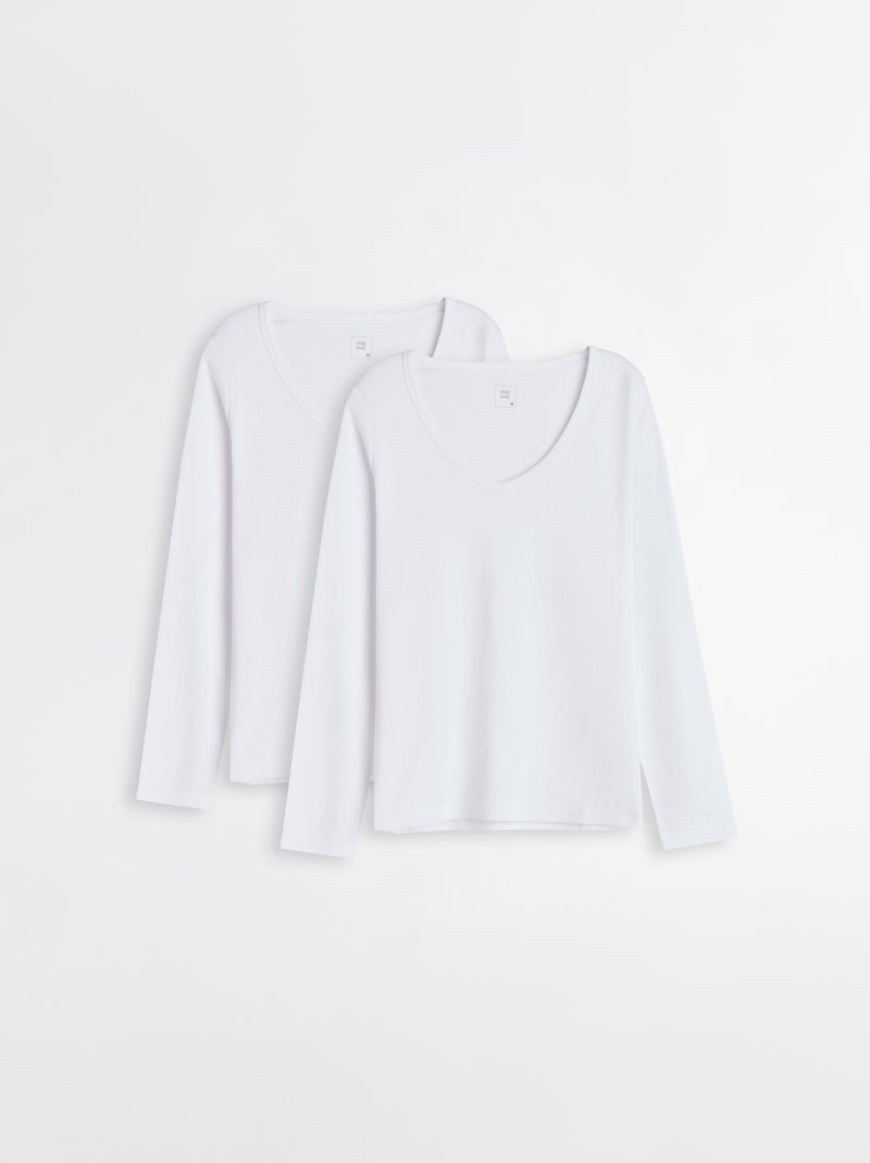 Pack 2 Maillots de Corps Manches Longues Blanc - Kiabi