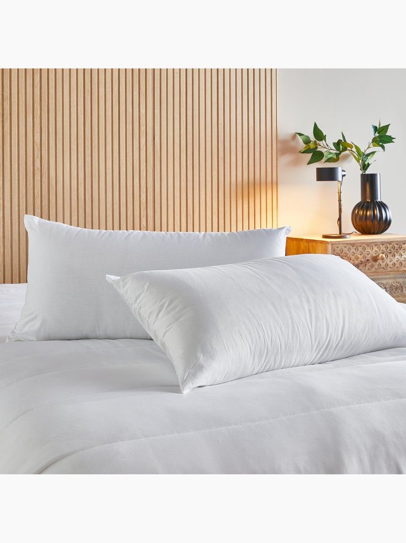 Pack 2 Oreillers Antiallergique en Fibre Housse 100% Coton Blanc - Kiabi