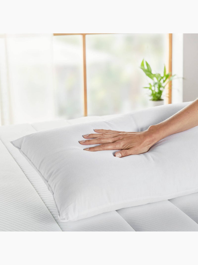 Pack 2 Oreillers Antiallergique en Fibre Housse 100% Coton Blanc - Kiabi