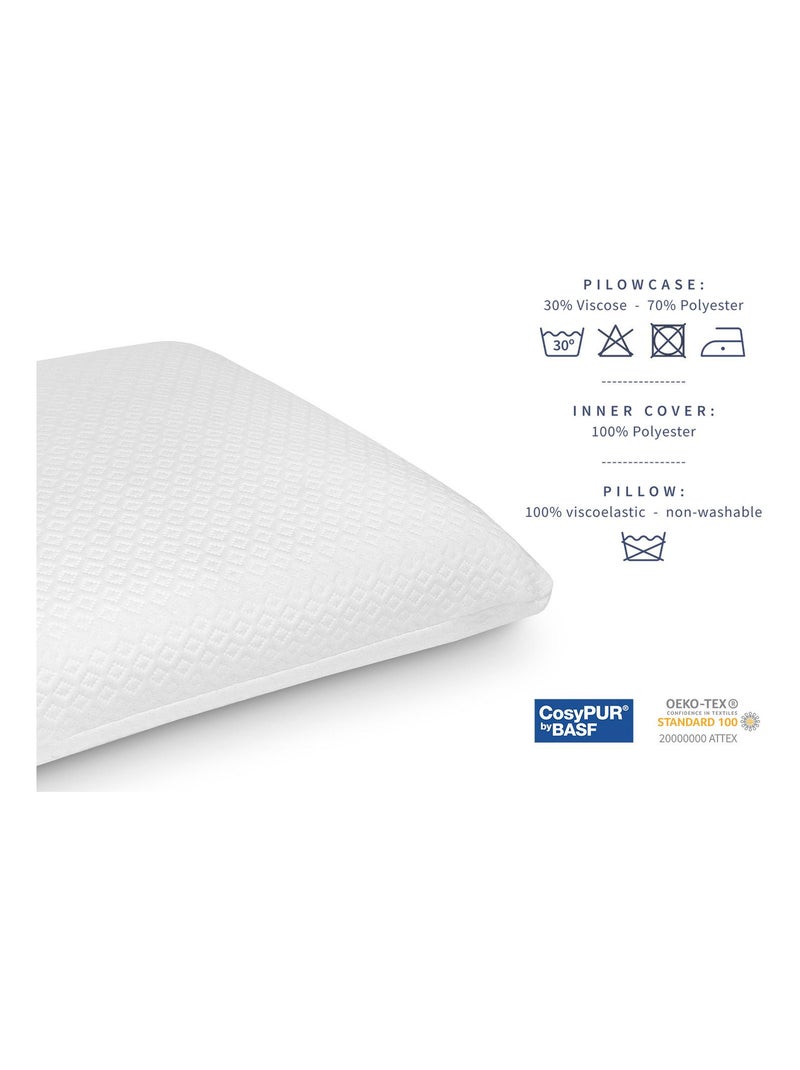 Pack 2 Oreillers Confort 12 CM ,Mousse à mémoire de forme. Déhoussable. Ergonomique N/A - Kiabi