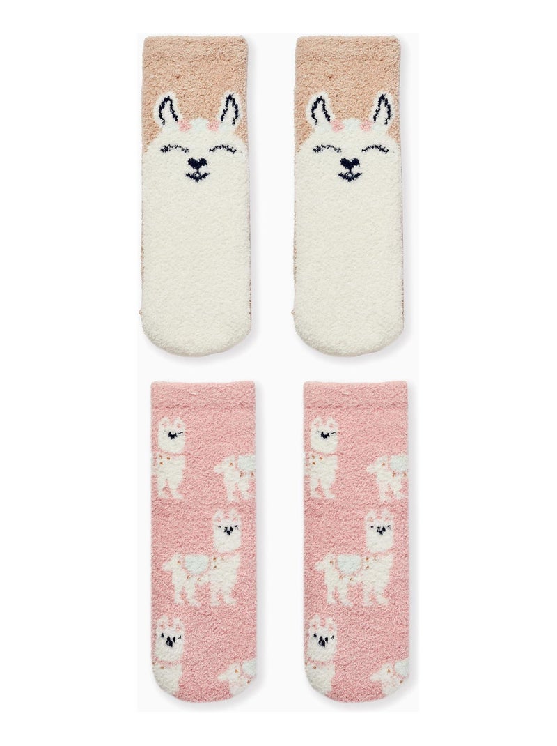 Pack 2 Paires de Chaussettes Antidérapantes pour Fille 'Lama'   DISCOVER PERU Multicolore - Kiabi