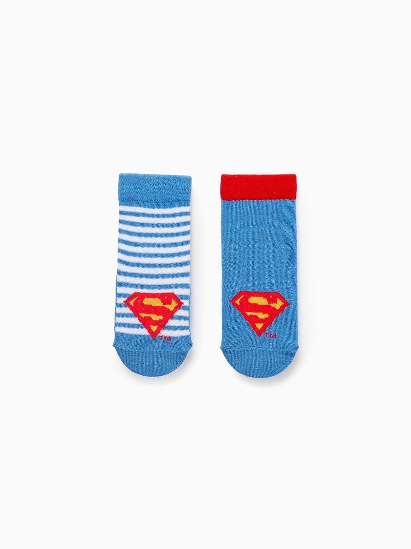 Pack 2 Paires de Chaussettes Antidérapantes Superman Bleu clair - Kiabi