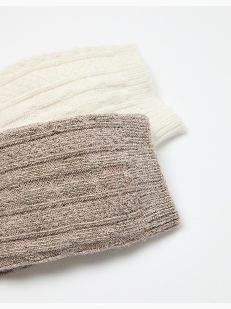 Pack 2 paires de chaussettes en laine, MO Fashion Marron - Kiabi