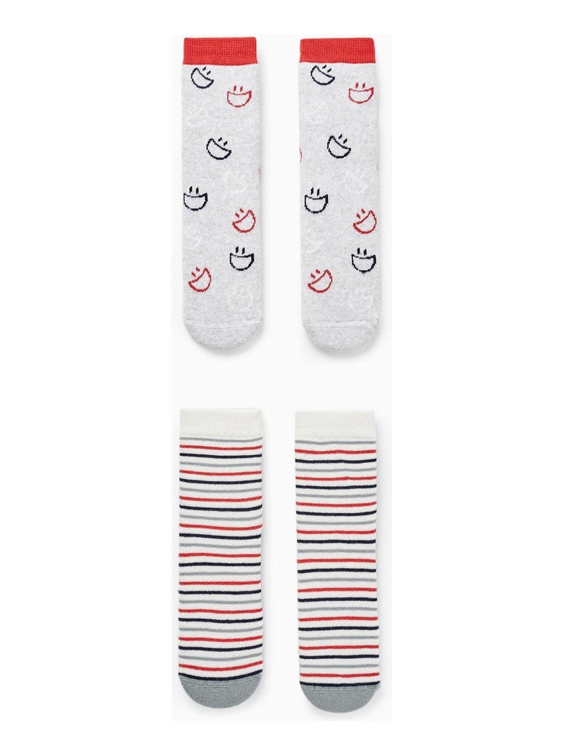 Pack 2 Paires de Chaussettes Épaisses Antidérapantes pour Garçon 'Smile'   TALENTS NIGHT Multicolore - Kiabi