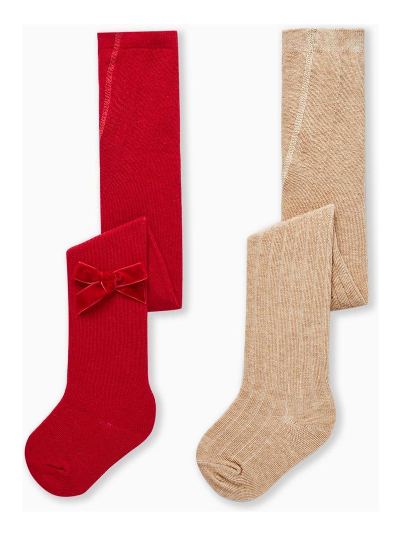 Pack 2 Paires de Collants en Maille pour Bébé Fille   NOËL Multicolore - Kiabi