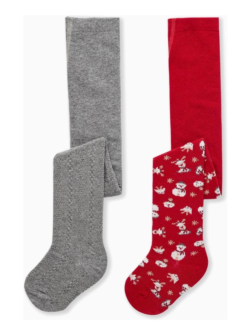 Pack 2 Paires de Collants en Maille pour Bébé Fille 'Noël'   NOËL Multicolore - Kiabi