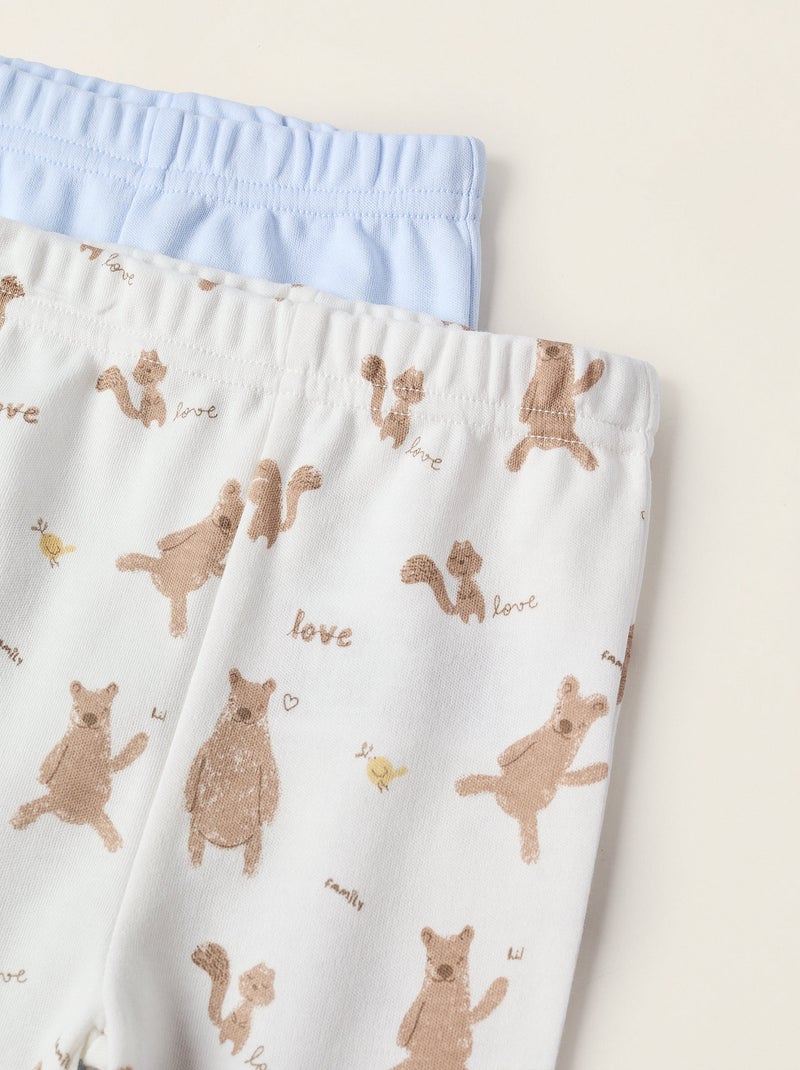 Pack 2 Pantalons en Coton Blanc Bleu - Kiabi