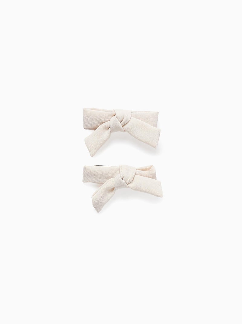 Pack 2 Pinces à Cheveux avec Nœud en Tissu Blanc - Kiabi