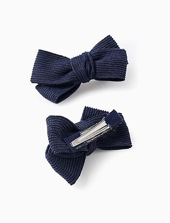 Pack 2 Pinces à Cheveux avec Nœud en Velours Côtelé