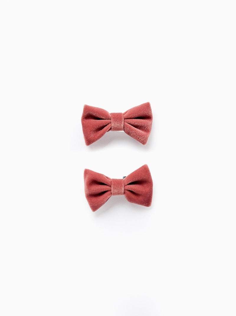 Pack 2 Pinces à Cheveux avec Nœud en Velours Rose - Kiabi