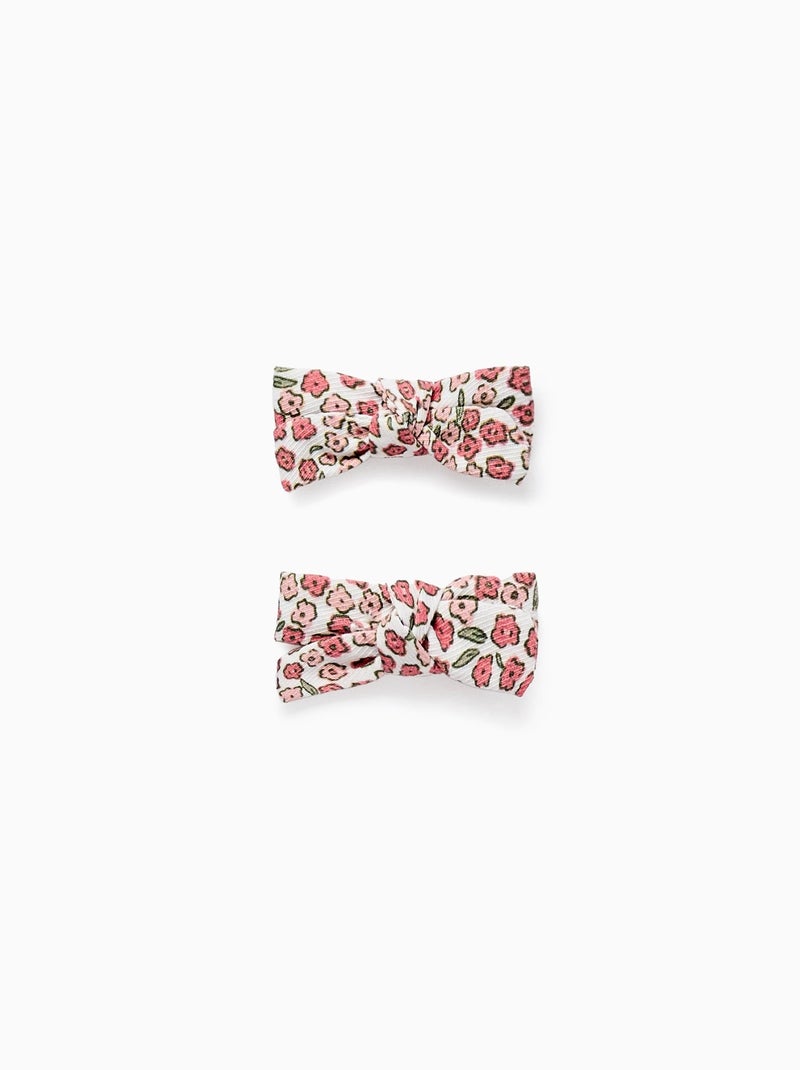 Pack 2 Pinces à Cheveux avec Nœud Floral Beige clair - Kiabi