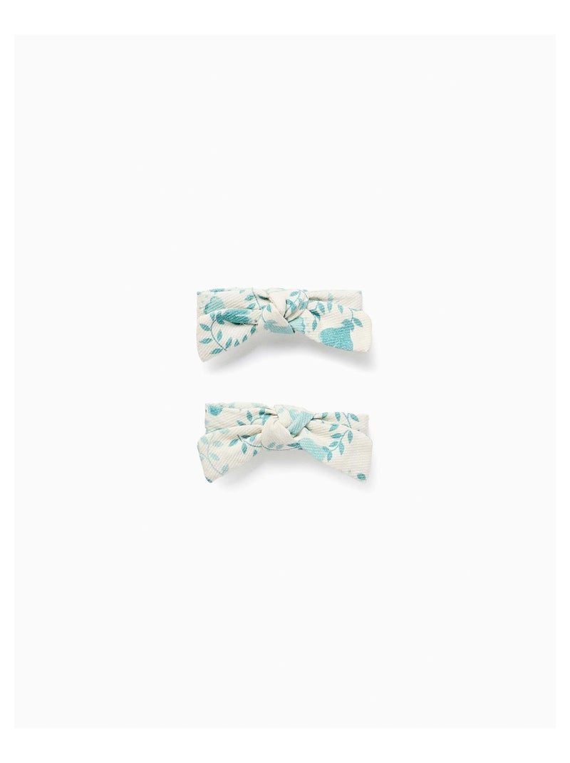 Pack 2 Pinces à Cheveux avec Nœud Floral Gris clair - Kiabi