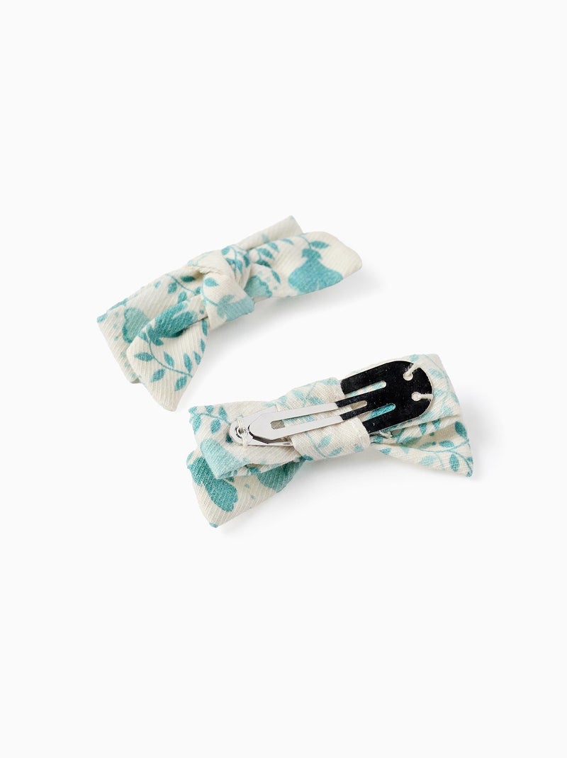 Pack 2 Pinces à Cheveux avec Nœud Floral Gris clair - Kiabi