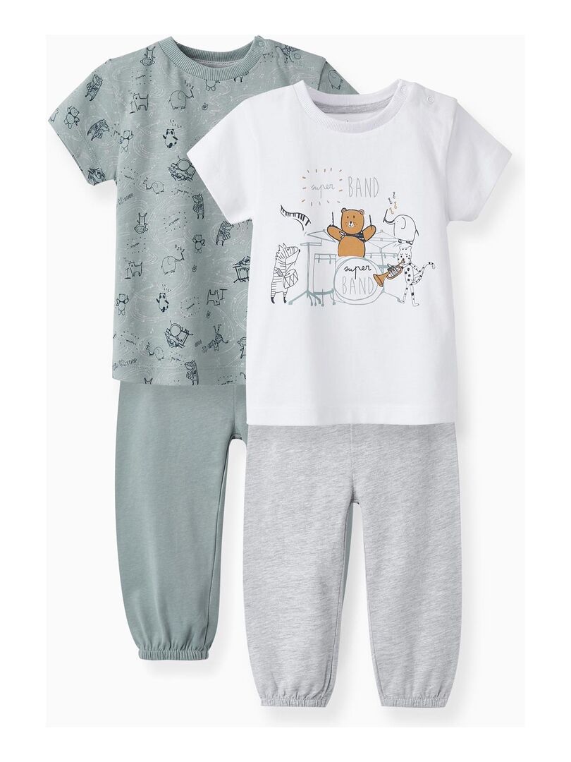 Pack 2 Pyjamas en Coton pour Bébé Garçon 'Super Band' manches courtes  TALENTS NIGHT