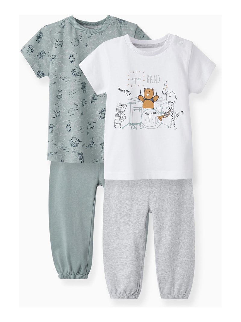 Pack 2 Pyjamas en Coton pour Bébé Garçon 'Super Band' manches courtes  TALENTS NIGHT Multicolore - Kiabi