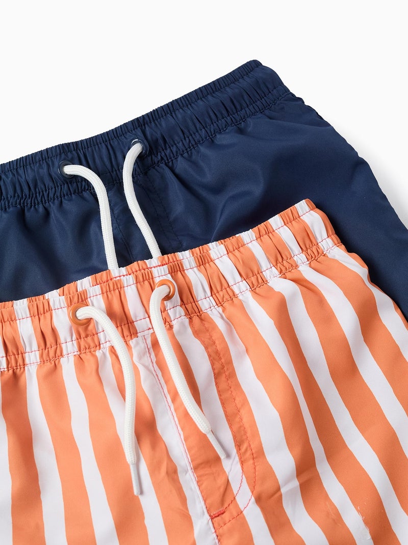 Pack 2 Shorts de Bain Motif/Uni Orange clair - Kiabi