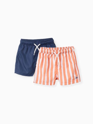 Pack 2 Shorts de Bain Rayé/Uni