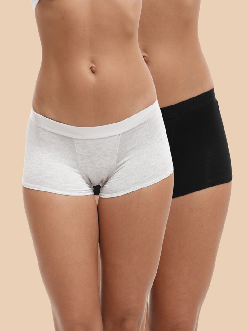 Pack :2 shorts menstruels flux abondants, Amélie. Gris Gris clair Noir - Kiabi