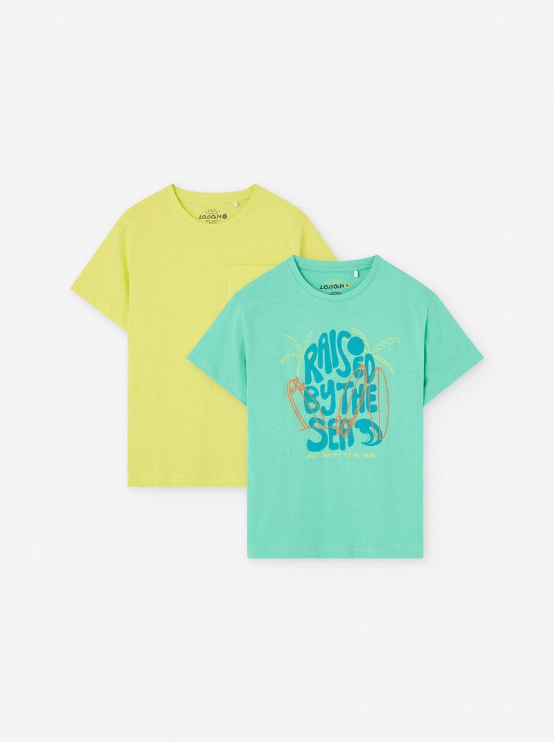 Pack 2 T-shirts de Coton Vert clair - Kiabi