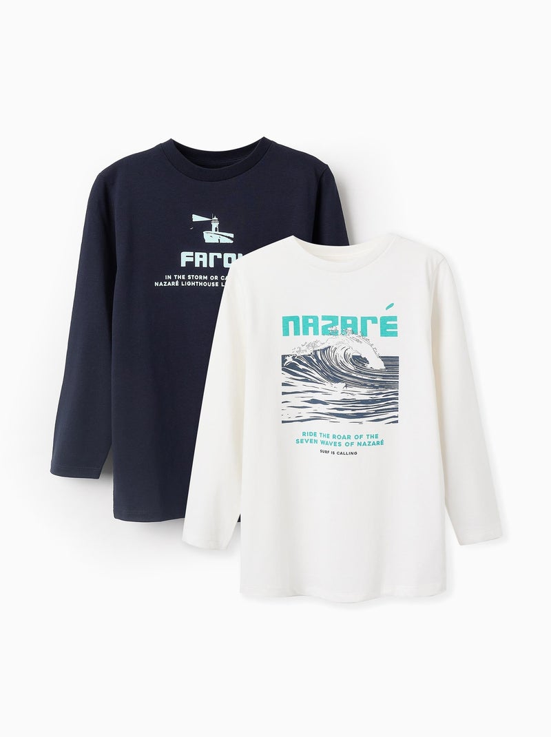 Pack 2 T-shirts de Manches Longues Beige clair - Kiabi