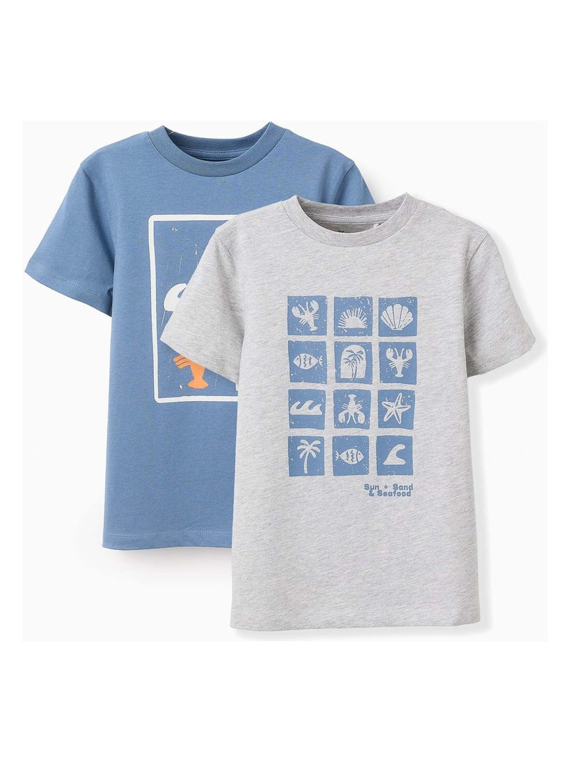 Pack 2 T-shirts en Coton Bleu - Kiabi