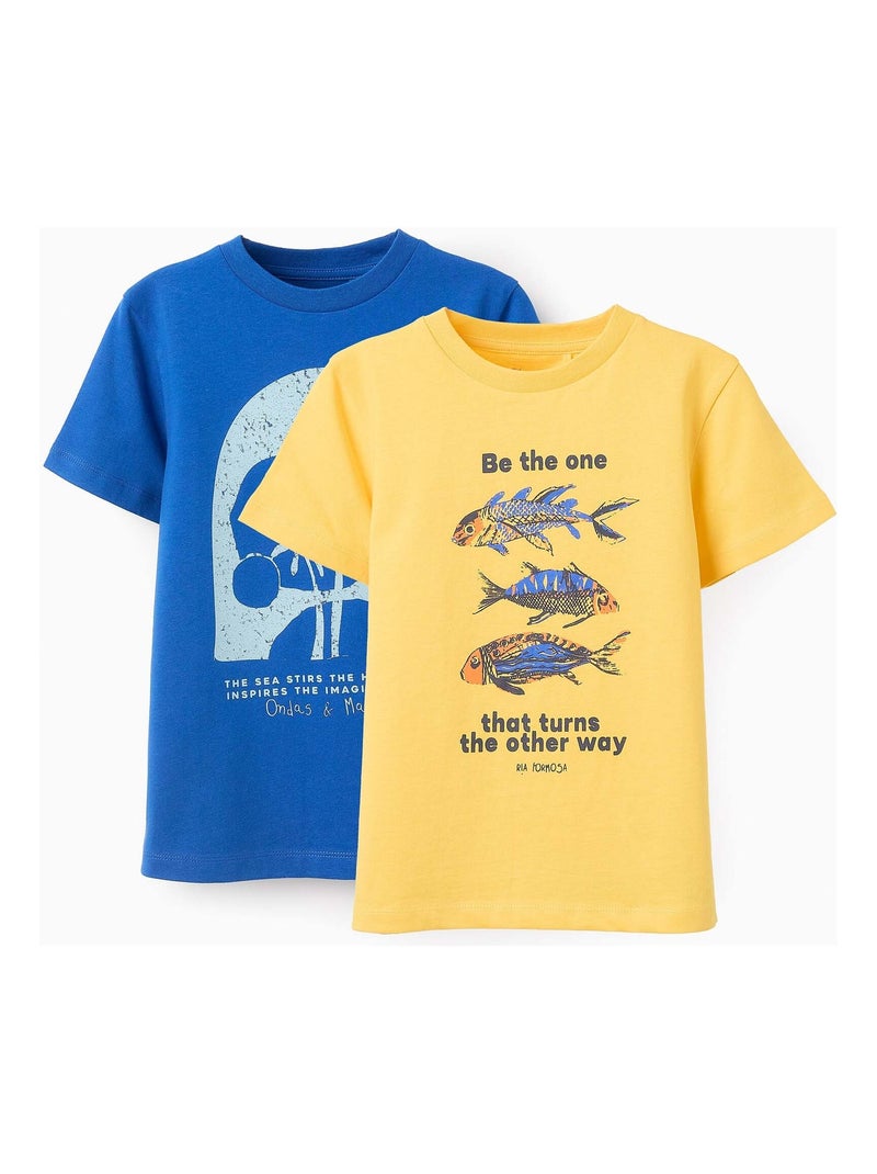 Pack 2 T-shirts en Coton Jaune - Kiabi