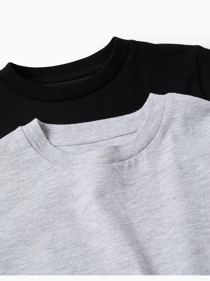Pack 2 T-shirts en Coton Noir Noir - Kiabi