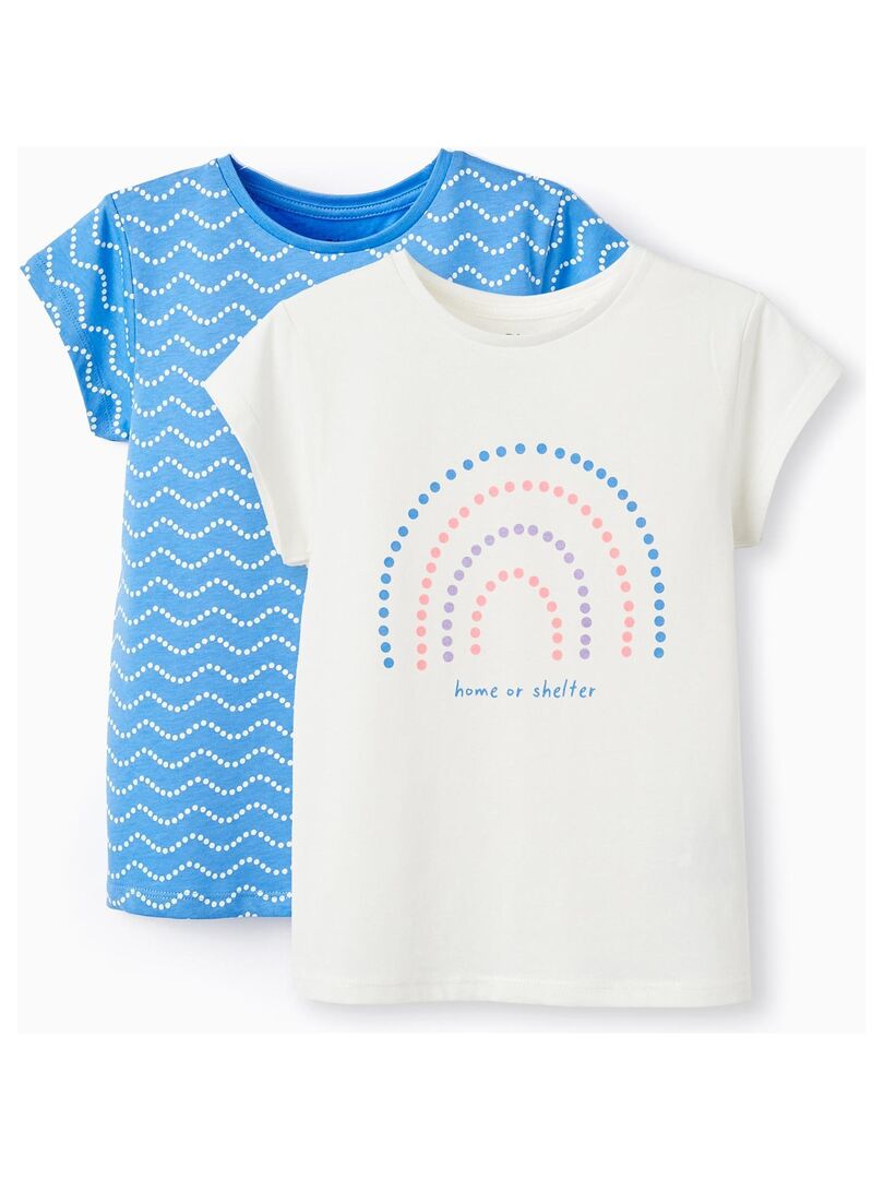 T-shirt en coton à encolure ronde dégagée - bleu menthol