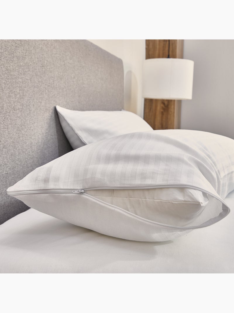 Pack 2 Taies d'Oreiller 100% Coton Respirant Blanc - Kiabi