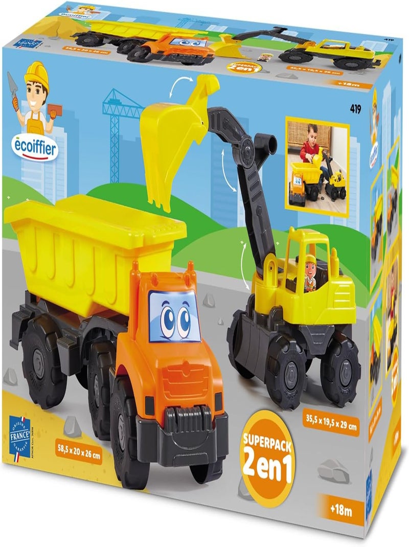 Pack 2 Véhicules Travaux Publics - Ecoiffier Multicolore - Kiabi