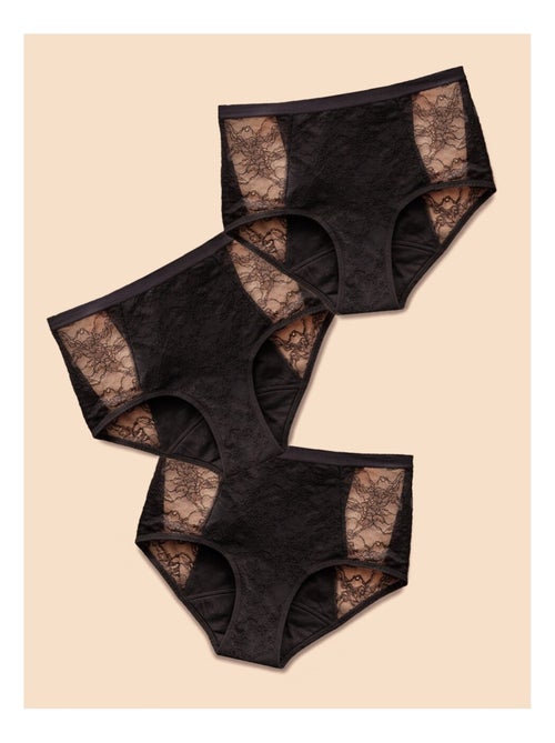 Pack 3 Culottes menstruelles flux abondants en coton, Noah - Kiabi