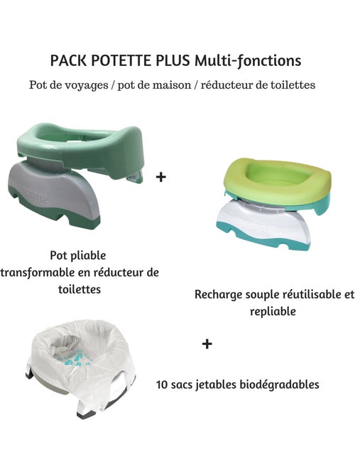 Pack 3 en 1 - Pot de voyages et réducteur de toilettes transformable en pot de maison - Kiabi