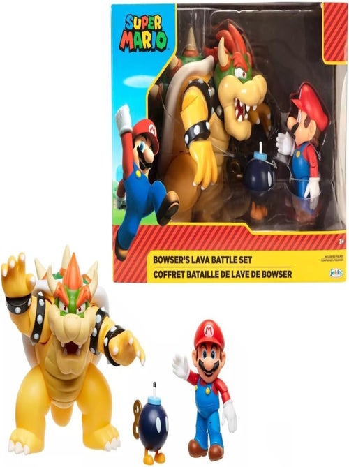 Pack 3 Figurines Mario Vs Bowser Lava Battle - Jakks Pacific - Kiabi