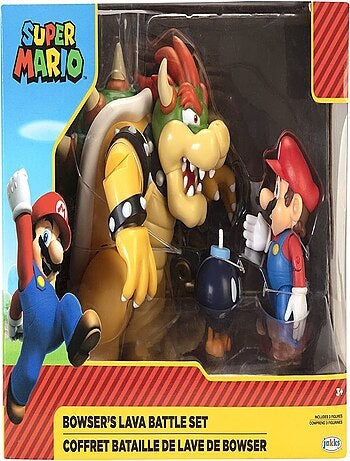 Pack 3 Figurines Mario Vs Bowser Lava Battle - Super Mario