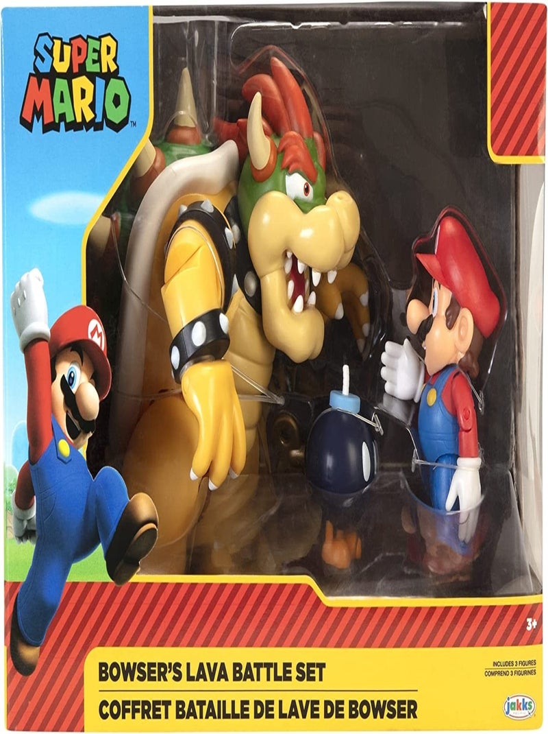 Pack 3 Figurines Mario Vs Bowser Lava Battle - Super Mario Multicolore - Kiabi