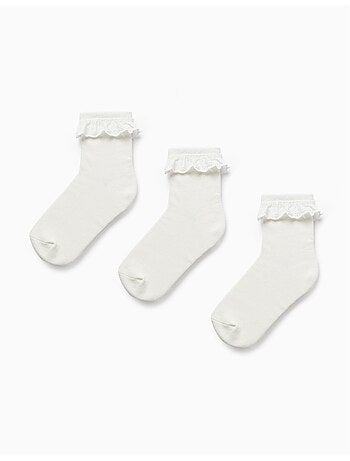 Pack 3 Paires de Chaussettes avec Broderie Anglaise