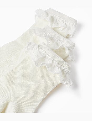 Pack 3 Paires de Chaussettes avec Broderie Anglaise
