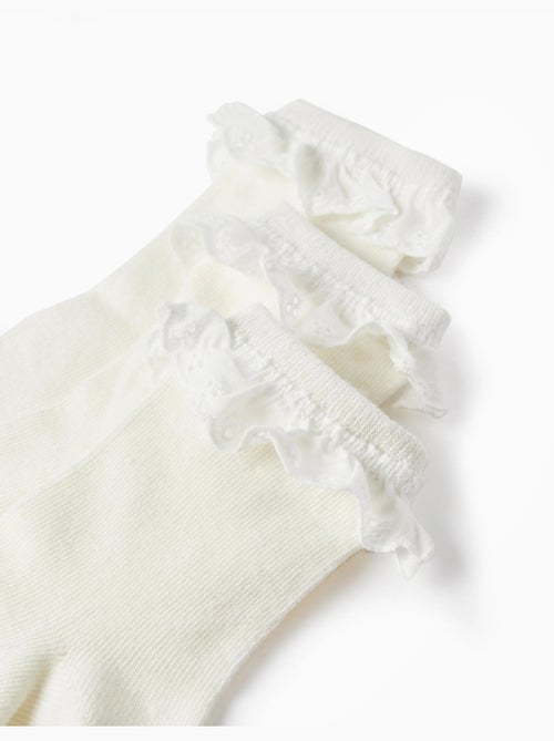 Pack 3 Paires de Chaussettes avec Broderie Anglaise - Kiabi