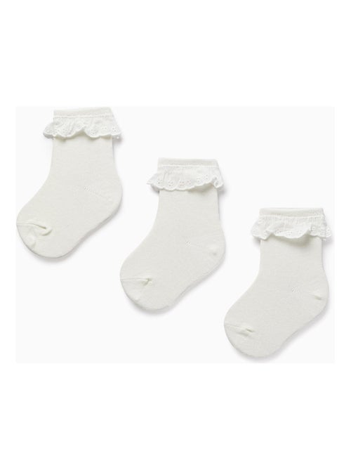 Pack 3 Paires de Chaussettes avec Broderie Anglaise pour Bébé Fille  ESSENTIALS LINE - Kiabi