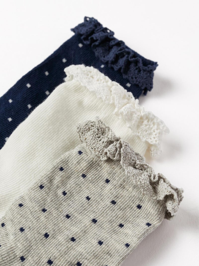 Pack 3 Paires de Chaussettes avec Dentelle pour Fille  ROYALS OFF DUTY Multicolore - Kiabi