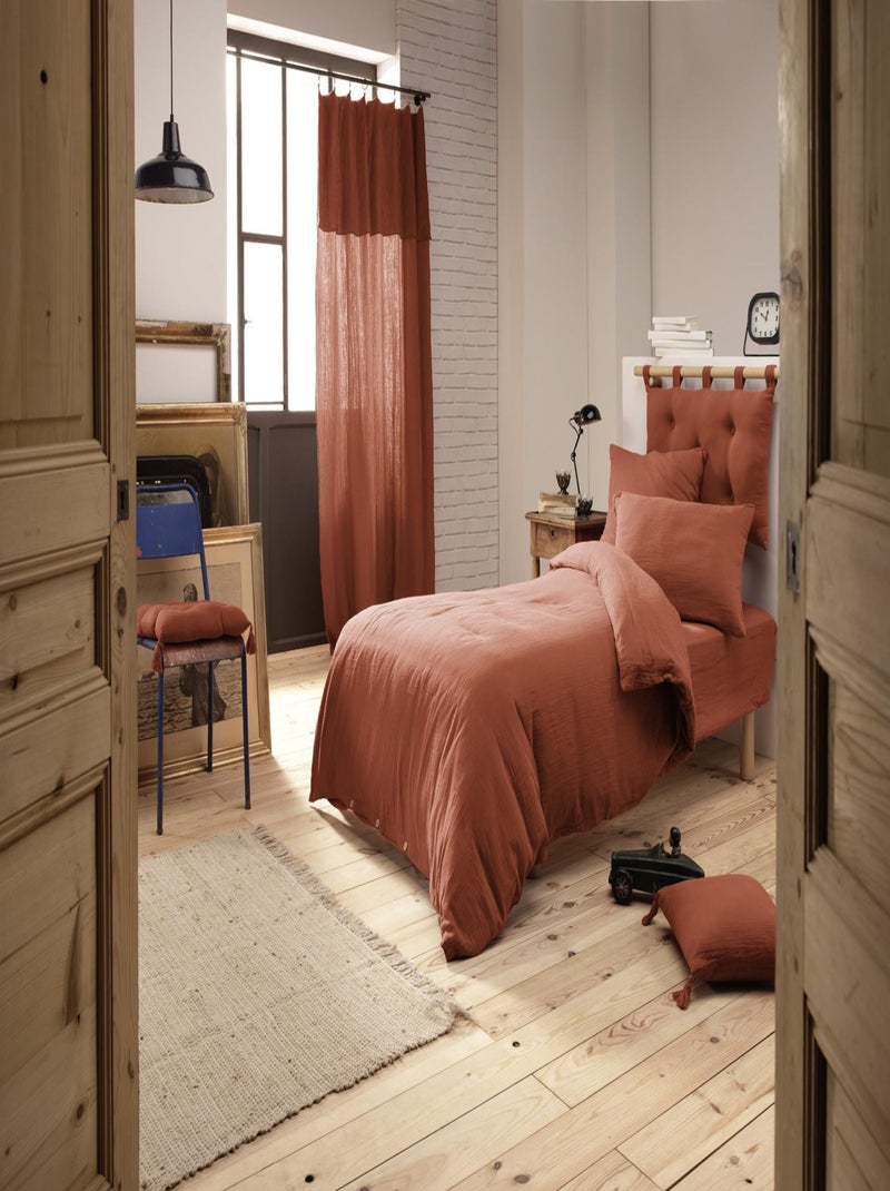 Pack 3 Pièces Housse de couette  + 1 Taie 60x60  + 1 Drap housse 90x190 - Marron Marron - Kiabi