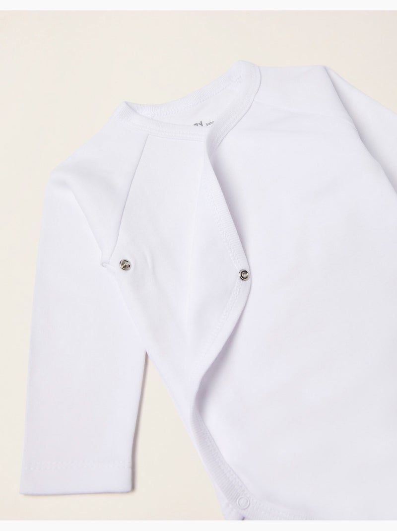 Pack 4 Bodies Croisés en Coton Blanc - Kiabi