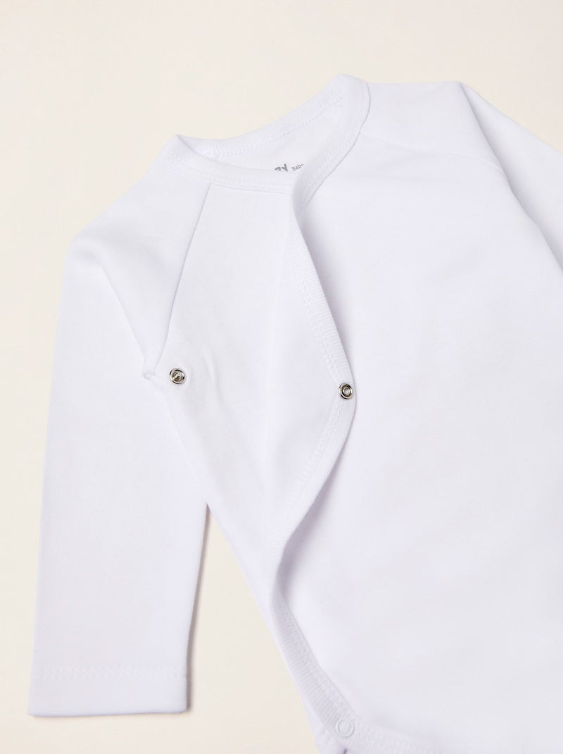 Pack 4 Bodies Croisés en Coton Blanc - Kiabi