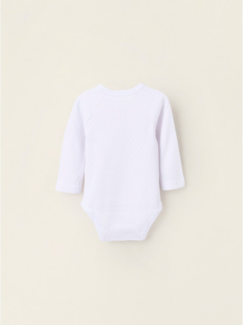 Pack 4 Bodies Croisés en Pointelle Blanc - Kiabi