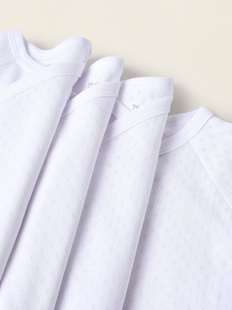 Pack 4 Bodies Croisés en Pointelle Blanc - Kiabi