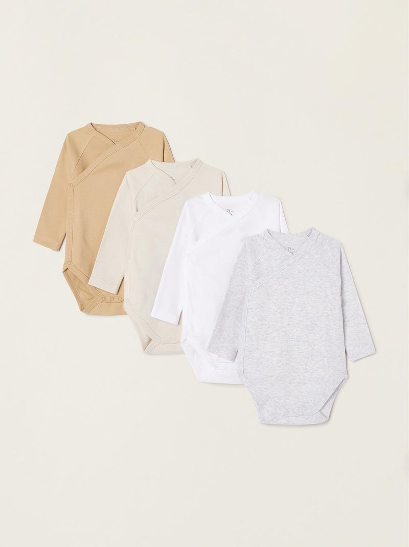 Pack 4 Bodies Croisés pour Nouveau-Né et Bébé manches longues  CRADLE OF LIFE Multicolore - Kiabi