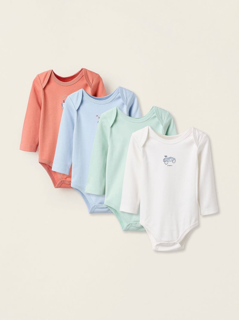 Pack 4 Bodies de Coton Multicolore - Kiabi