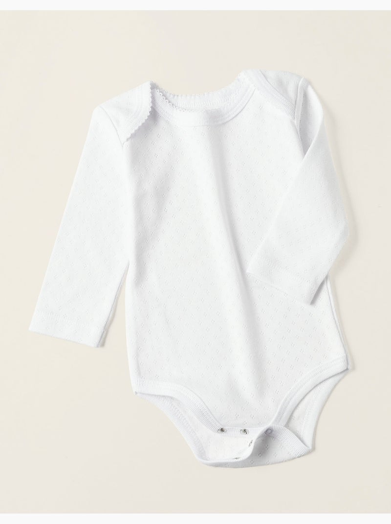 Pack 4 Bodies en Coton Pointelle Blanc - Kiabi