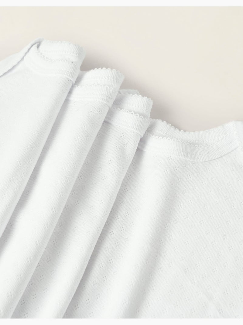 Pack 4 Bodies en Coton Pointelle Blanc - Kiabi
