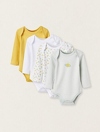 Pack 4 Bodies en Coton pour Nouveau-Né et Bébé Garçon manches longues ESSENTIALS LINE